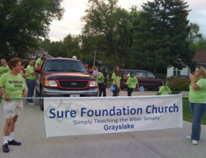 Sure Foundation Church banner made by Signarama in Libertyville.